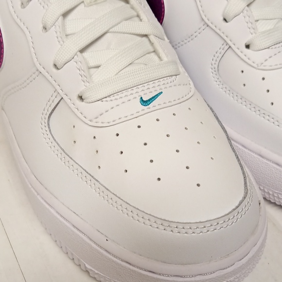 Nike Air Force 1 /White-Hyper Pink-Aquamarine-Viotech/ 6Y=7.5W /FV5948-108 - Picture 14 of 15